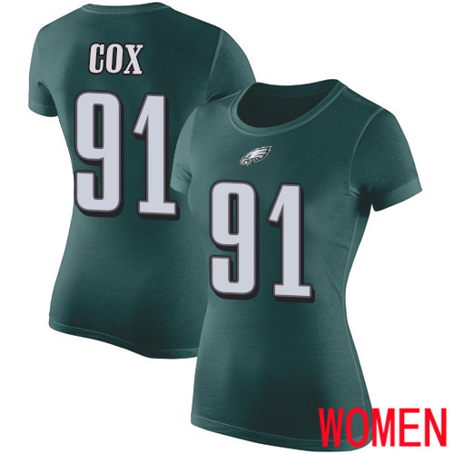Women Philadelphia Eagles #91 Fletcher Cox Green Rush Pride Name and Number NFL T Shirt->nfl t-shirts->Sports Accessory